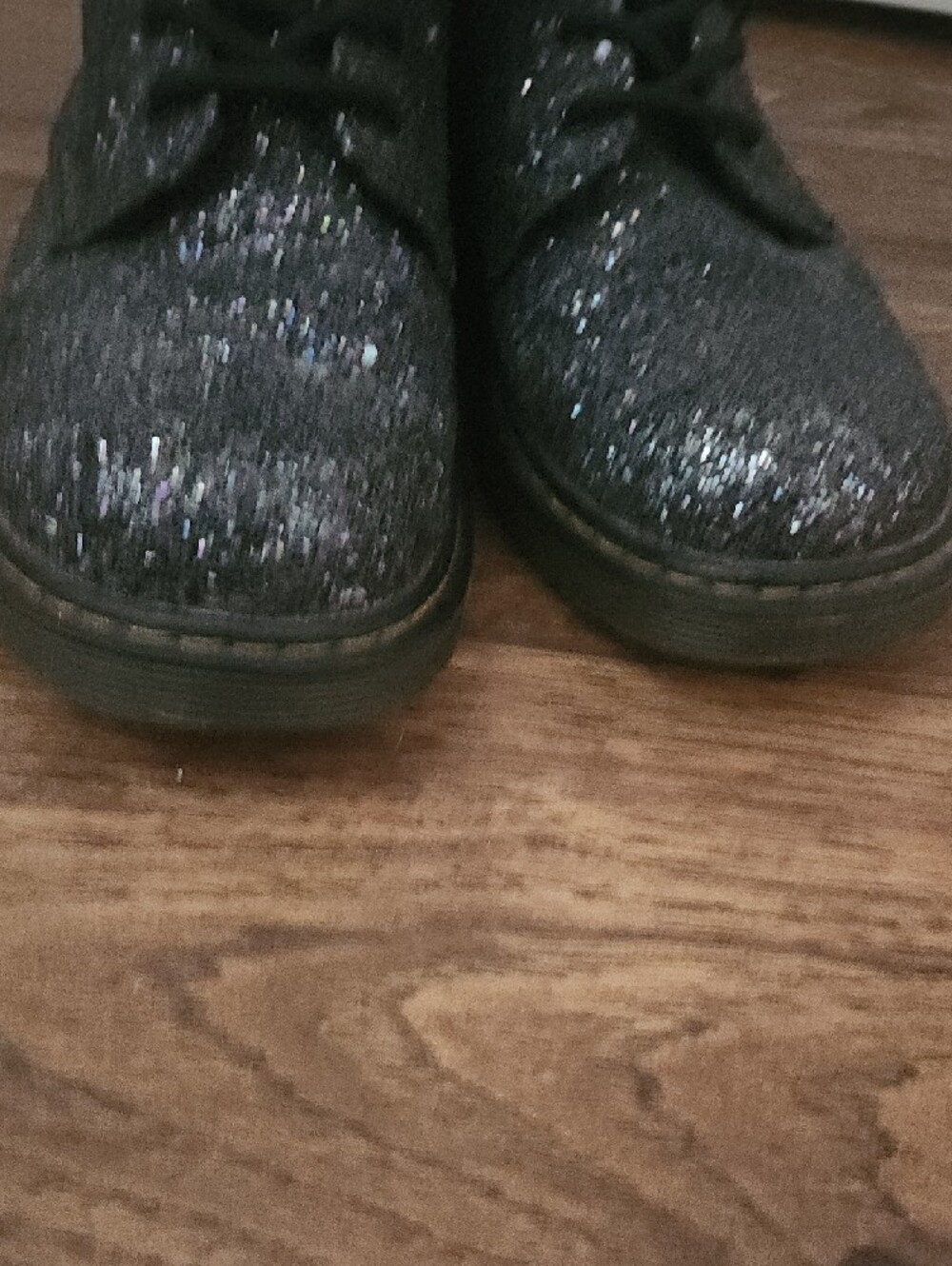Dr. Martens Black Glitter Lace-Up Combat Boots - Picture 6 of 7